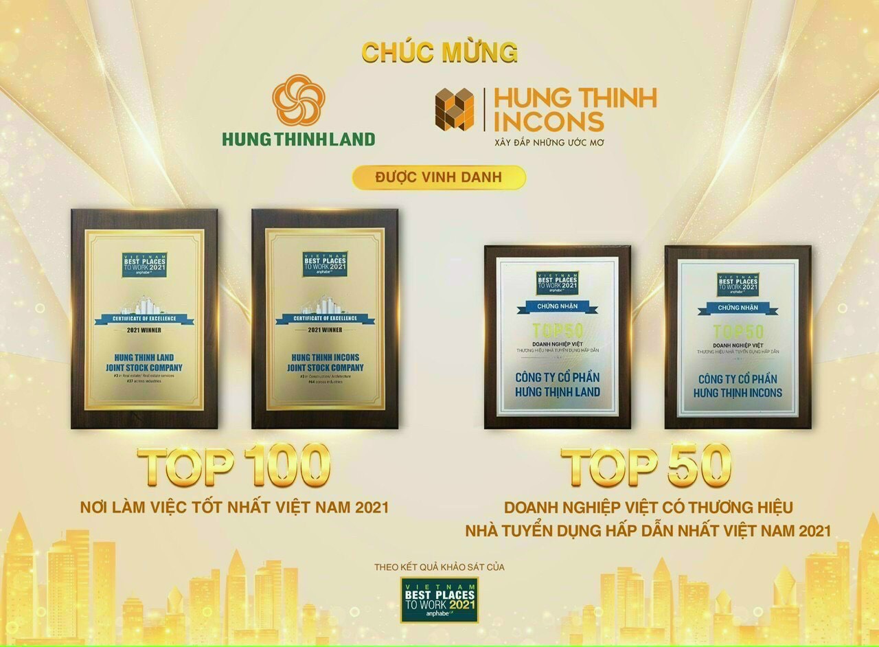 Hưng Thịnh nhận 2 giải thưởng tại lễ vinh doanh nơi làm việc tốt nhất Việt Nam 2021